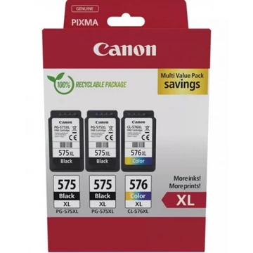Canon PG-575XLx2 (2x15 ml) + CL-576XL (1x13 ml) + 50 lap GP501 10x15 fényes fotópapír Multipack Canon PG-575XLx2 (2x15 ml) + CL-576XL (1x13 ml) + 50 lap GP501 10x15 fényes fotópapír Multipack