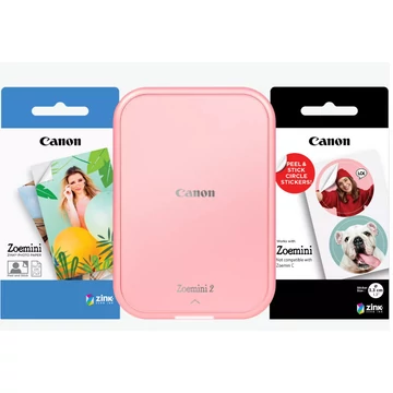 Canon ZOEMINI 2 Fotónyomtató Rózsaarany + 5x7,6cm ZINK fotópapír 20 lap + 3.3 cm ZINK 10 lap körmatrica papír Canon ZOEMINI 2 Fotónyomtató Rózsaarany + 5x7,6cm ZINK fotópapír 20 lap + 3.3 cm ZINK 10 lap körmatrica papír
