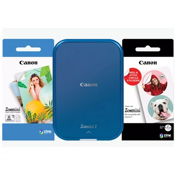 Canon ZOEMINI 2 Fotónyomtató Tengerészkék + 5x7,6cm ZINK fotópapír 20 lap + 3.3 cm ZINK 10 lap körmatrica papír Canon ZOEMINI 2 Fotónyomtató Tengerészkék + 5x7,6cm ZINK fotópapír 20 lap + 3.3 cm ZINK 10 lap körmatrica papír