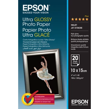Epson ultra fényes fotópapír (10x15, 20 lap, 300g) Epson ultra fényes fotópapír (10x15, 20 lap, 300g)