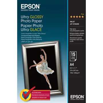 Epson ultra fényes fotópapír (A4, 15 lap, 300g) Epson ultra fényes fotópapír (A4, 15 lap, 300g)