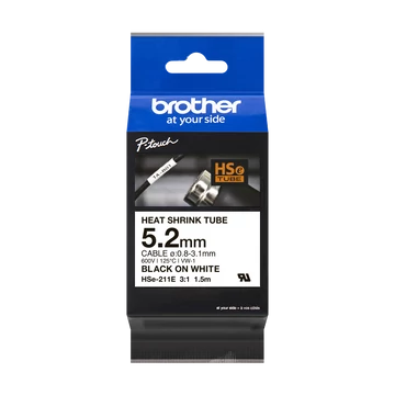 Brother HSe-211E 5.2mm széles 1,5 méter hosszú szalagkazetta Brother HSe-211E 5.2mm széles 1,5 méter hosszú szalagkazetta