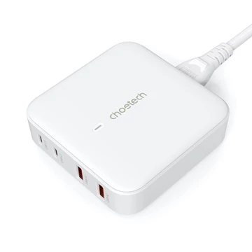 Choetech 4-port 2*USB-C+2*USB-A (4port,asztali,100W,fehér,GAN), töltő Choetech 4-port 2*USB-C+2*USB-A (4port,asztali,100W,fehér,GAN), töltő