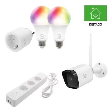 Deltaco SMART HOME SH-KIT03 szett, 1db aljzat, 2db izzó (SH-P01), 1db kamera (SH-IPC07), 1db elosztó (SH-P03USB2) Deltaco SMART HOME SH-KIT03 szett, 1db aljzat, 2db izzó (SH-P01), 1db kamera (SH-IPC07), 1db elosztó (SH-P03USB2)