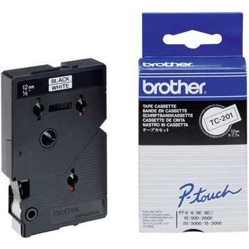 Brother TC-201 12 mm széles 7,7m hosszú szalagkazetta Brother TC-201 12 mm széles 7,7m hosszú szalagkazetta
