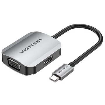 Vention USB-C -> HDMI/VGA (0,15m Szürke Aluminum Ötvözet) konverter Vention USB-C -> HDMI/VGA (0,15m Szürke Aluminum Ötvözet) konverter