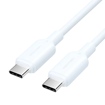 Vention Szövet USB-C -> USB-C, (3A,fehér), 1m, kábel Vention Szövet USB-C -> USB-C, (3A,fehér), 1m, kábel
