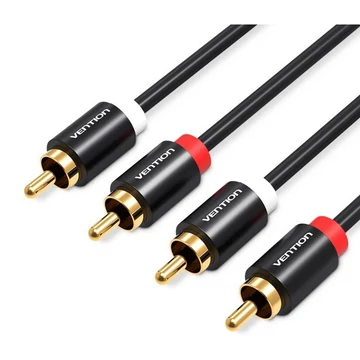 Vention 2*RCA/M -> 2*RCA/M , (audio,fekete), 1m, kábel Vention 2*RCA/M -> 2*RCA/M , (audio,fekete), 1m, kábel