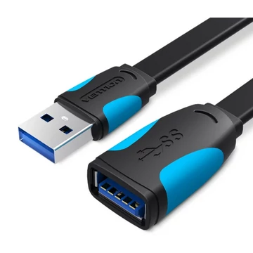 Vention USB 3.0,  (hosszabbító, lapos, fekete), 1m, kábel Vention USB 3.0,  (hosszabbító, lapos, fekete), 1m, kábel