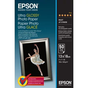 Epson ultra fényes fotópapír (13x18, 50 lap, 300g) Epson ultra fényes fotópapír (13x18, 50 lap, 300g)