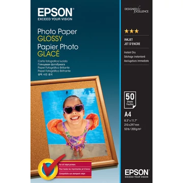 Epson fényes fotópapír (A4,  50 lap, 200g,) Epson fényes fotópapír (A4,  50 lap, 200g,)