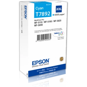 Epson T7892 Tintapatron Cyan 4.000 oldal kapacitás Epson T7892 Tintapatron Cyan 4.000 oldal kapacitás