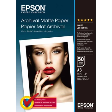 Epson matt archiváló fotópapír (A3, 50 lap 192g) Epson matt archiváló fotópapír (A3, 50 lap 192g)