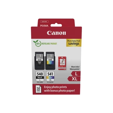 Canon PG-540L (1x11 ml) + CL-541XL (1x15 ml) + 50 lap GP501 10x15 fényes fotópapír Multipack Canon PG-540L (1x11 ml) + CL-541XL (1x15 ml) + 50 lap GP501 10x15 fényes fotópapír Multipack