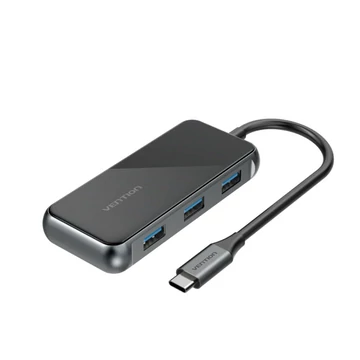Vention USB-C -> HDMI/USB3.0*3/PD (0,15m Szürke Aluminum Ötvözet), Dokkoló Vention USB-C -> HDMI/USB3.0*3/PD (0,15m Szürke Aluminum Ötvözet), Dokkoló