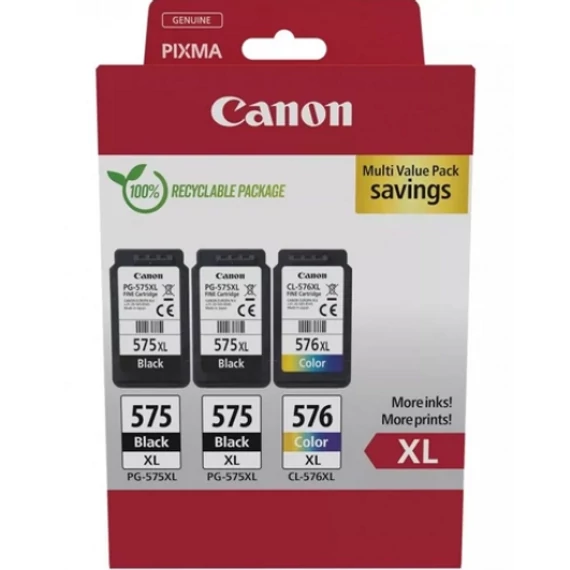 Canon PG-575XLx2 (2x15 ml) + CL-576XL (1x13 ml) + 50 lap GP501 10x15 fényes fotópapír Multipack