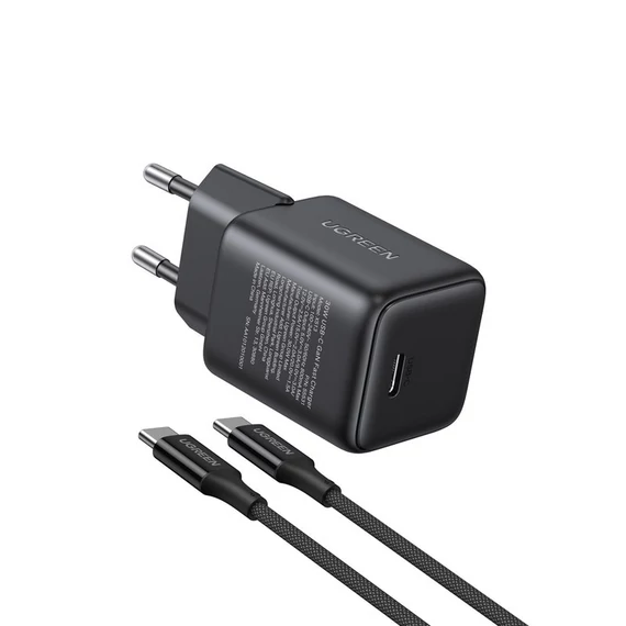 UGREEN 30W USB-C GaN gyorstöltő készlet fekete EU X513