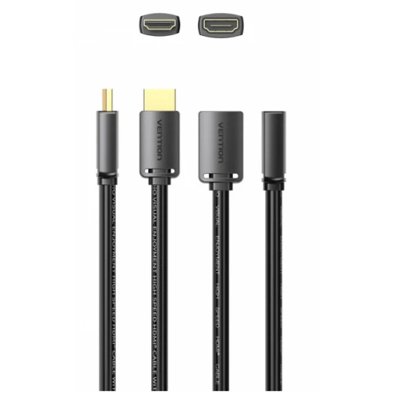 Vention HDMI/M -> HDMI/F (4K, HD, PVC, fekete), 2m, kábel