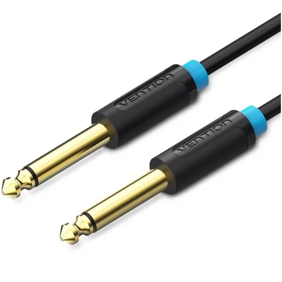 Vention 6.5mm jack/M -> 6.5mm jack/M kábel, (fekete, aranyozott),  1m, kábel