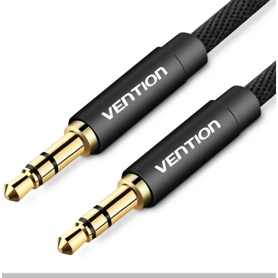Vention 3.5mm jack/M -> 3.5mm jack/M,  (audio,fekete), 1m, kábel