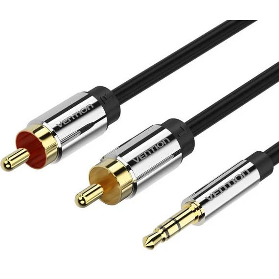 Vention 3.5mm jack/M -> 2*RCA/M,  (audio, aranyozott, fémház), 1,5m, kábel