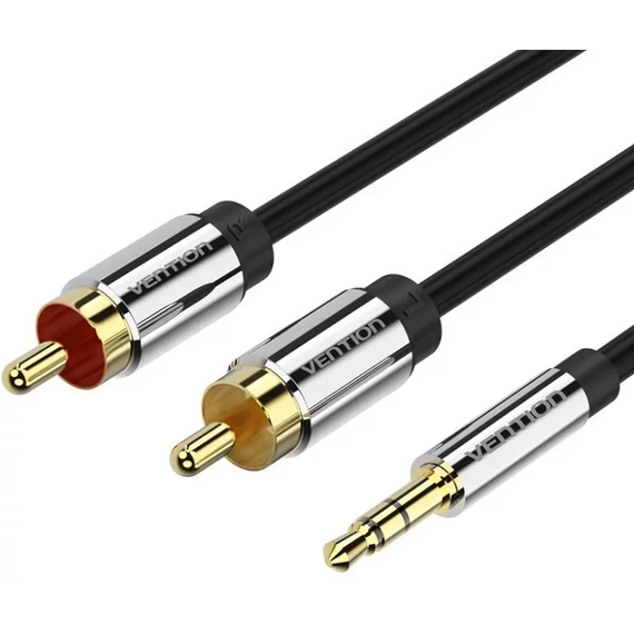 Vention 3.5mm jack/M -> 2*RCA/M, (audio, aranyozott, fémház),  3m, kábel