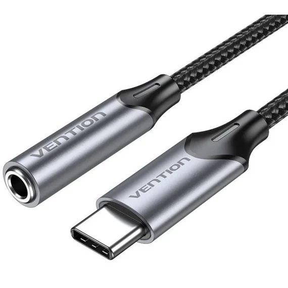 Vention USB-C/M -> 3.5mm/F , (fülhallgató, alu,szürke), 0,1m, kábel