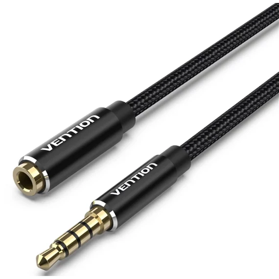 Vention 3.5mm jack/M -> 3.5mm/F , (hosszabbító,audio,fekete),10m, kábel