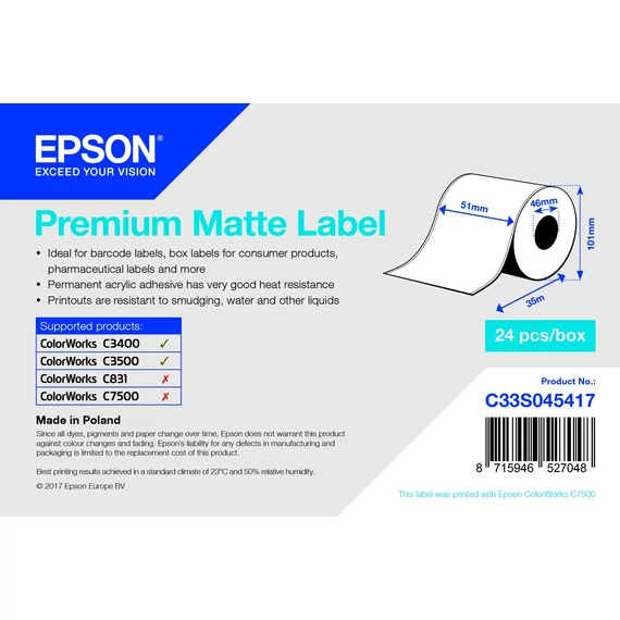Epson prémium matt inkjet címke 51mm x 35m
