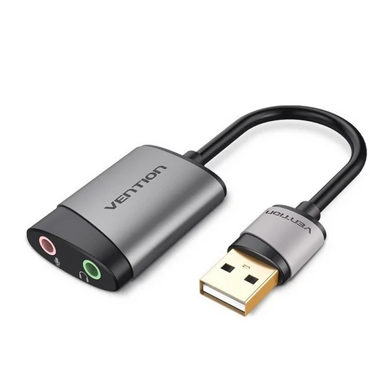 Vention USB 2.0 -> 3.5mm/F (külső, szürke), 0,15m,  hangkártya