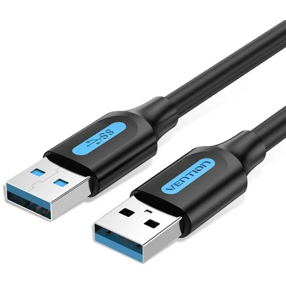 Vention USB-A 3.0/M ->  USB-A 3.0/M,  (PVC,fekete), 1,5m, kábel