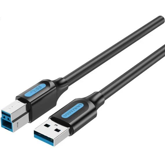 Vention USB-A 3.0/M -> USB-B/M, (PVC,fekete), 3m, kábel