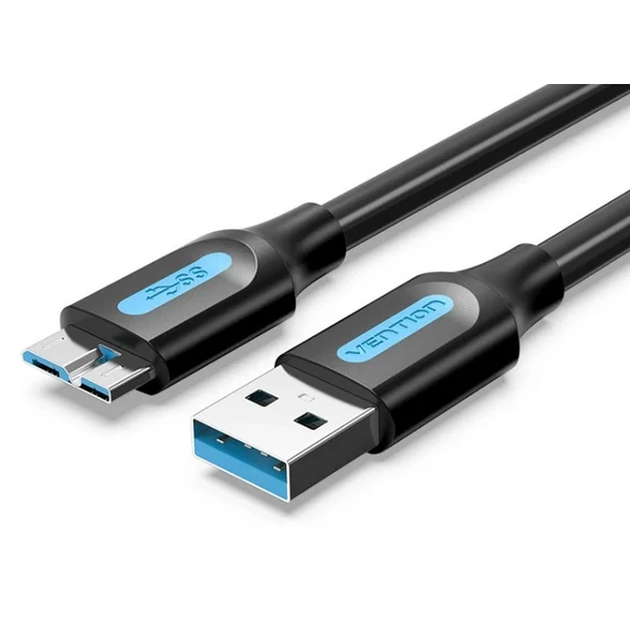 Vention USB-A 3.0/M -> Micro USB-B,  ( PVC,fekete),  2m, kábel