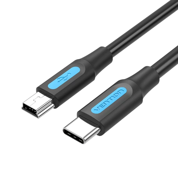 Vention USB-C 2.0/M -> mini USB-B/M, (2A, fekete), 1m, kábel