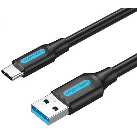 Vention USB-A 3.0/M -> USB-C/M kábel  (PVC,fekete), 0,5m, kábel