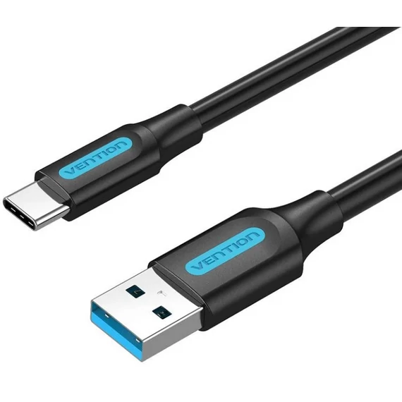 Vention USB-A 3.0/M -> USB-C/M kábel, (PVC,fekete), 1m,  kábel