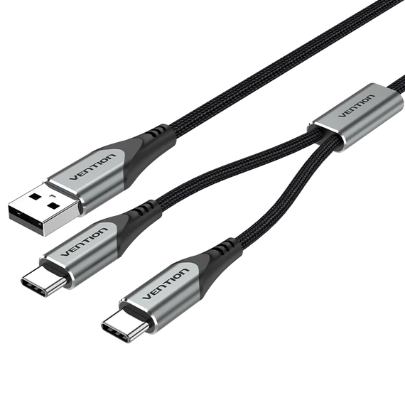 Vention USB-A/M -> 2*USB-C/M, 1m, (3A,60W), kábel