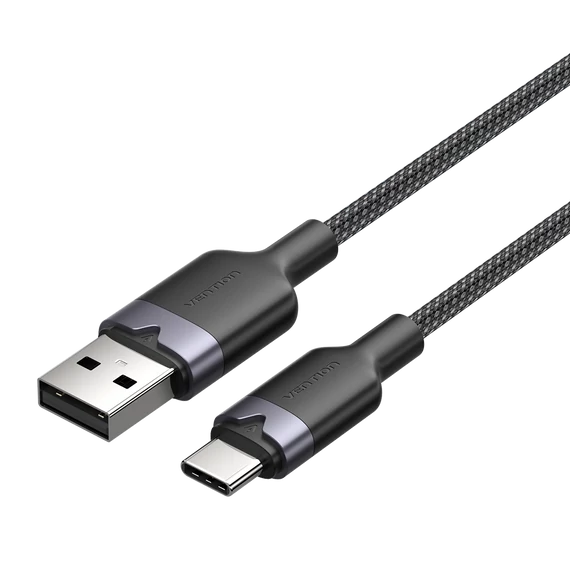 Vention USB-A 2.0/M -> USB-C/M, 2m,(fekete,3A), kábel