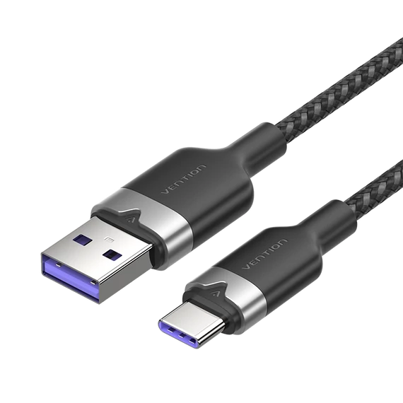 Vention USB-A 2.0/M -> USB-C/M, 1m,(fekete,6A), kábel