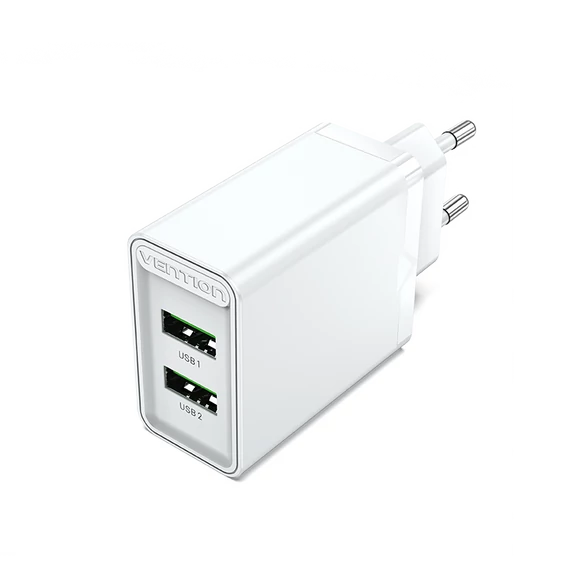 Vention USB-A+A (2port, 18W/18W,fehér), töltő