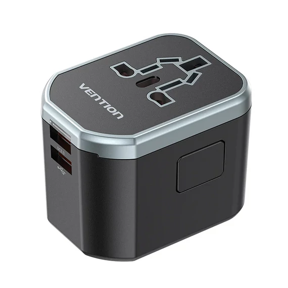 Vention USB-C+A+A (3port,20W/18W/18W, fekete,travel), töltő
