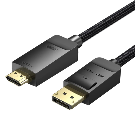 Vention DisplayPort/M -> HDMI (4K,szövet,fekete), 5m, kábel