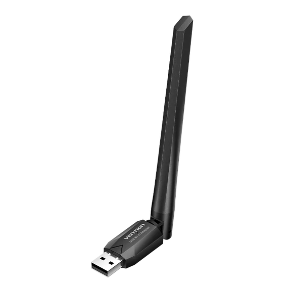 Vention AC650 USB Wifi adapter Dual Band + Antenna (fekete), adapter