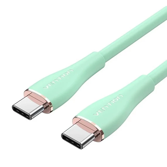 Vention USB-C 2.0/M -> USB-C 2.0/M,  (5A,szilikon,zöld), 1,5m, kábel