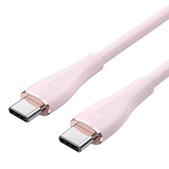 Vention USB-C 2.0/M -> USB-C 2.0/M, (5A,szilikon,pink), 1,5m, kábel