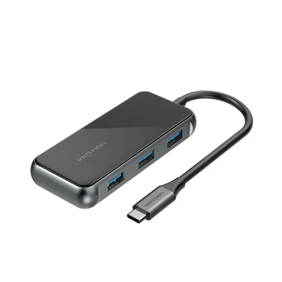 Vention USB-C -> HDMI/ USB3.0*3/PD (0,15m, szürke, tükrös felületű), Dokkoló