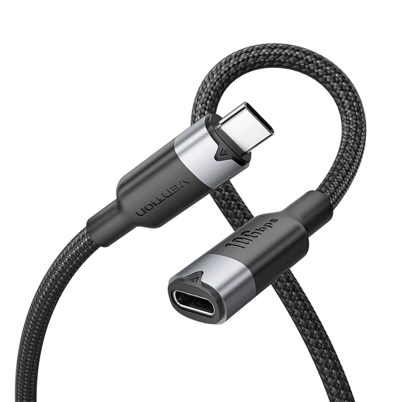 Vention USB-C 3.2/M -> USB-C 3.2/F, 0,5m,(hosszabbító, fekete, Gen2, 10Gbps), kábel