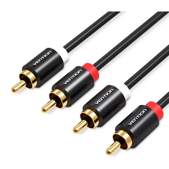 Vention 2*RCA/M -> 2*RCA/M , (audio,fekete), 1m, kábel