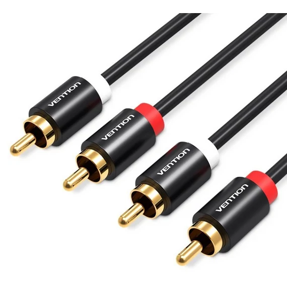 Vention 2*RCA/M -> 2*RCA/M , (audio,fekete), 2m, kábel