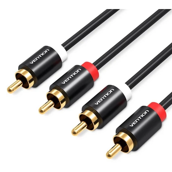Vention 2*RCA/M -> 2*RCA/M , (audio,fekete), 3m, kábel